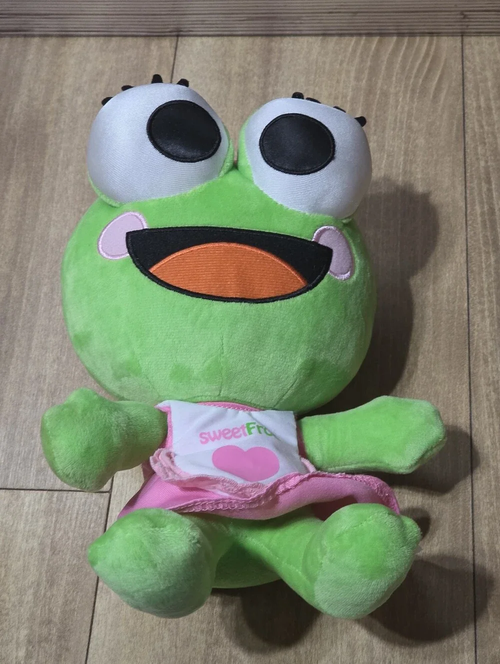 SWEET FROG YOGURT MASCOT GIRL PLUSH PINK DRESS HAIR BOW